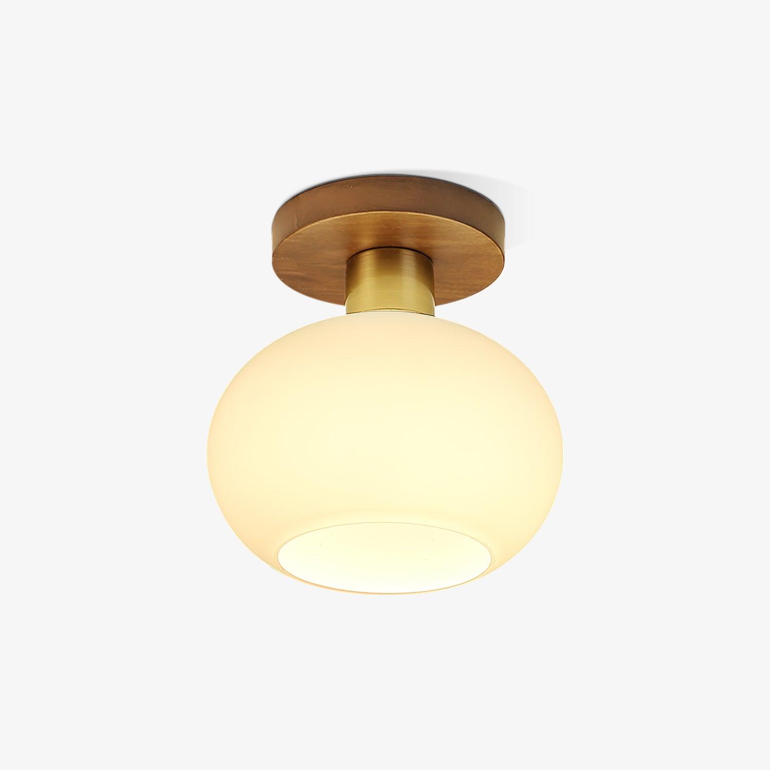 Ceiling Light Walnut Copper Glass Globe 18.0 cm Hallway Bedroom Flush Mount Opal E27 Scandinavian Japandi Lighting | Thomler