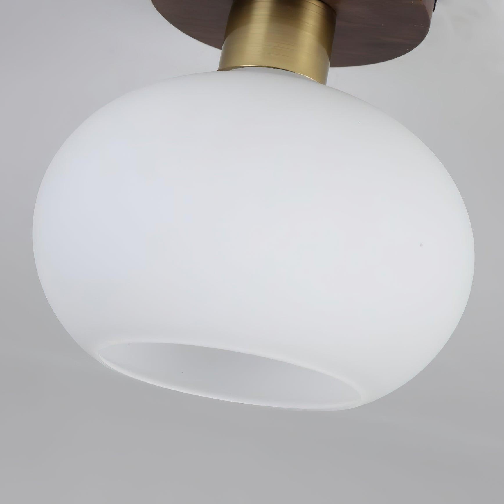 Ceiling Light Walnut Copper Glass Globe 18.0 cm Hallway Bedroom Flush Mount Opal E27 Scandinavian Japandi Lighting | Thomler