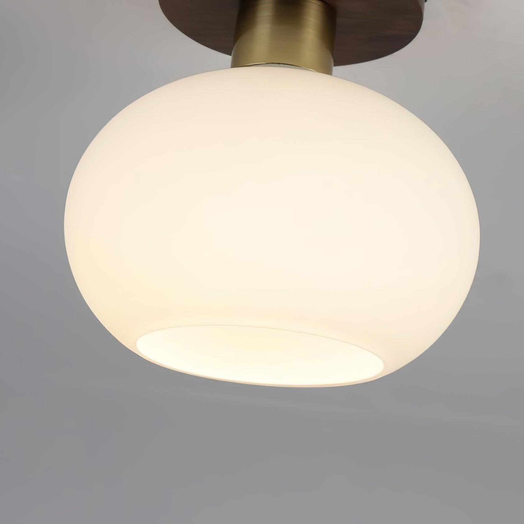 Ceiling Light Walnut Copper Glass Globe 18.0 cm Hallway Bedroom Flush Mount Opal E27 Scandinavian Japandi Lighting | Thomler
