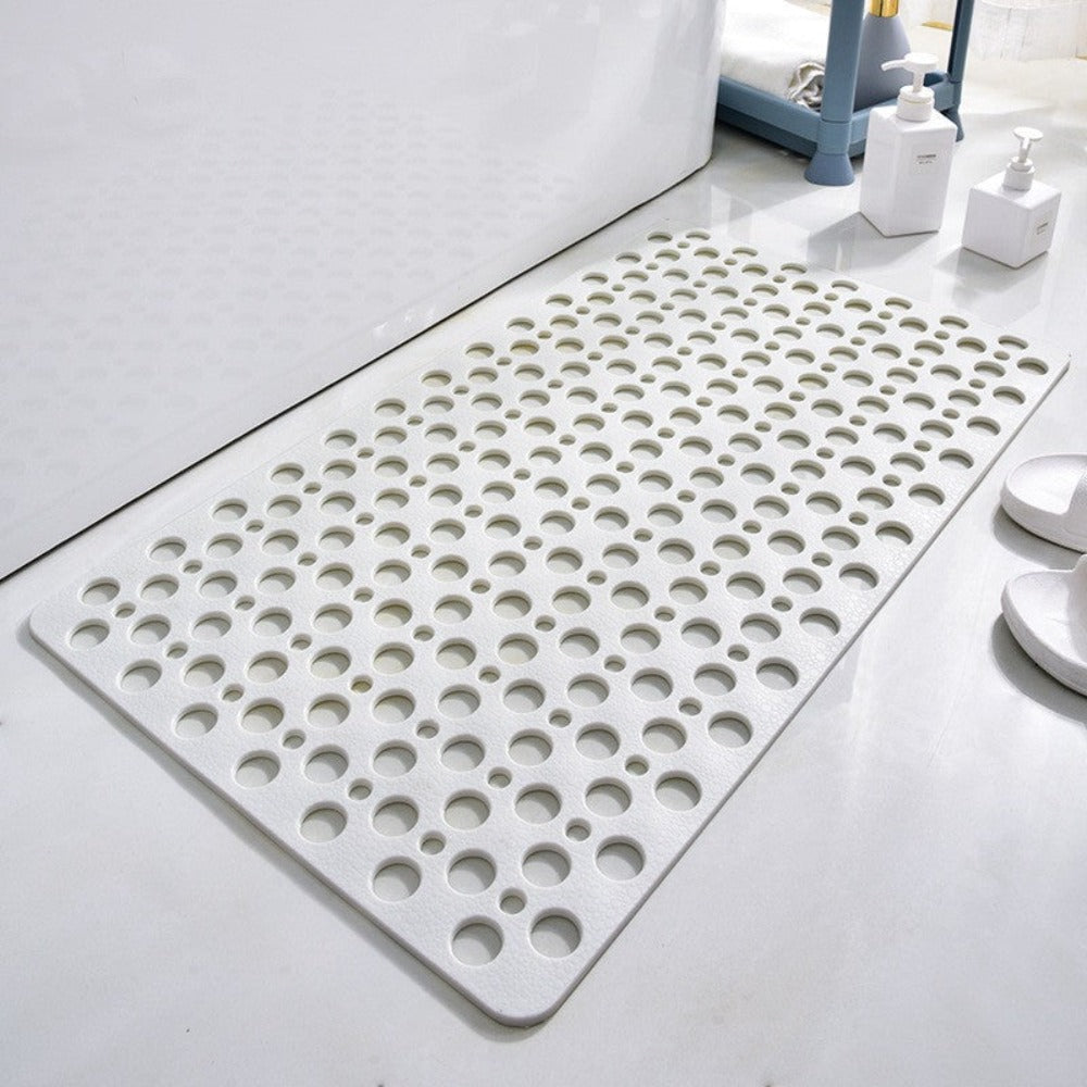 Anti-Slip Bathroom Mat with Drain Holes and Suction Cups for Shower Floor, Tub, Wet Surfaces | Quick Dry, Mildew Resistant TPE Safety | Thomler