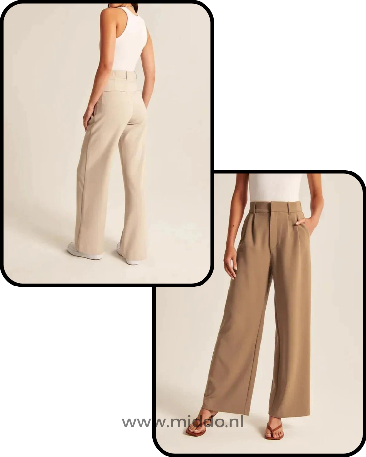 Relaxed Wide-Leg Pants for Women – Stretch Waistband, Full-Length Pleated Trousers for Everyday Comfort | Thomler