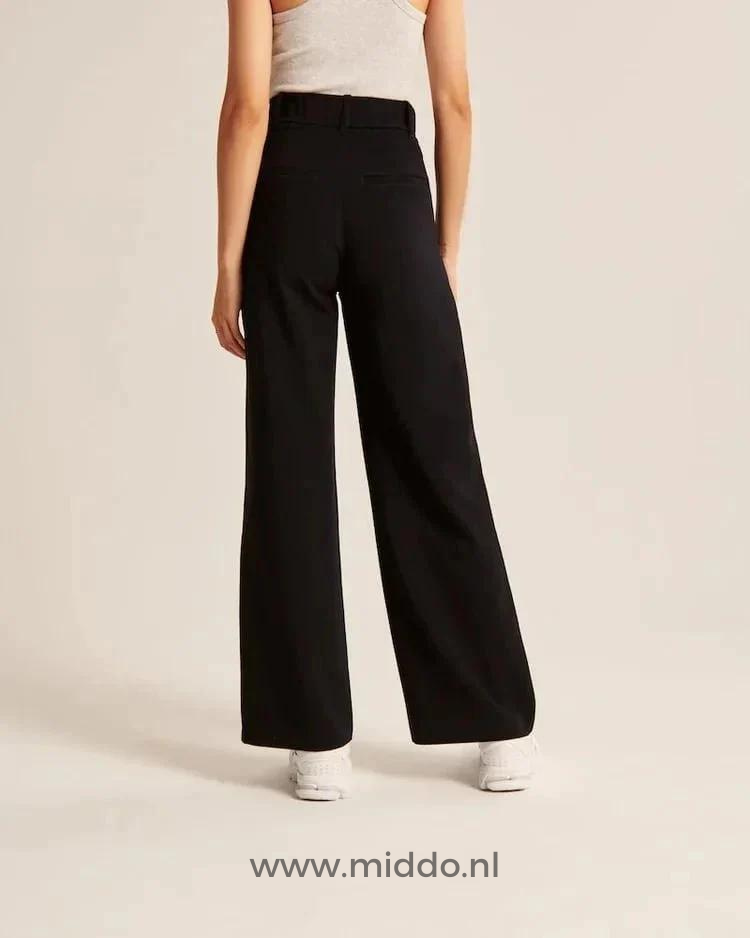 Relaxed Wide-Leg Pants for Women – Stretch Waistband, Full-Length Pleated Trousers for Everyday Comfort | Thomler