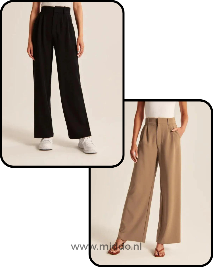 Relaxed Wide-Leg Pants for Women – Stretch Waistband, Full-Length Pleated Trousers for Everyday Comfort | Thomler