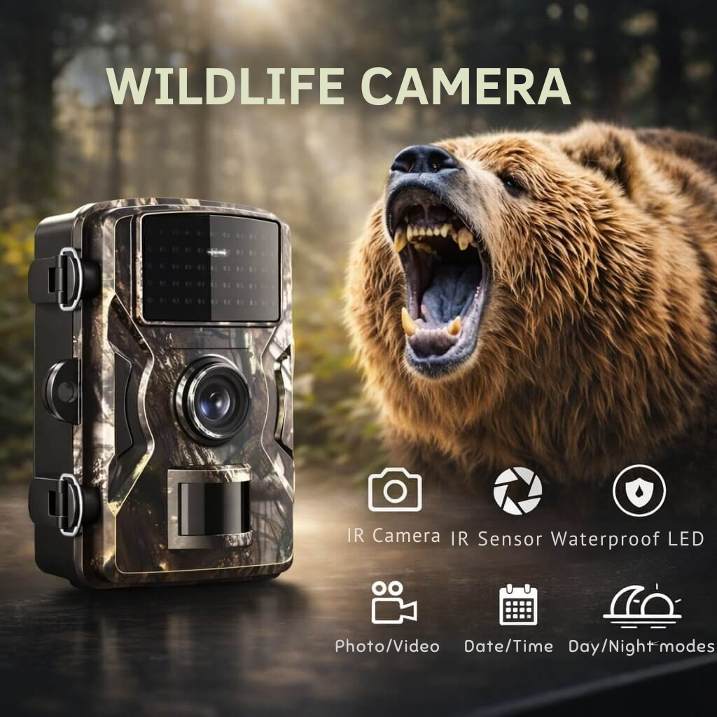 Motion-Activated Trail Camera with Night Vision for Outdoor Wildlife Monitoring & Security | Weatherproof Infrared Game Cam for Deer Hunting | Thomler