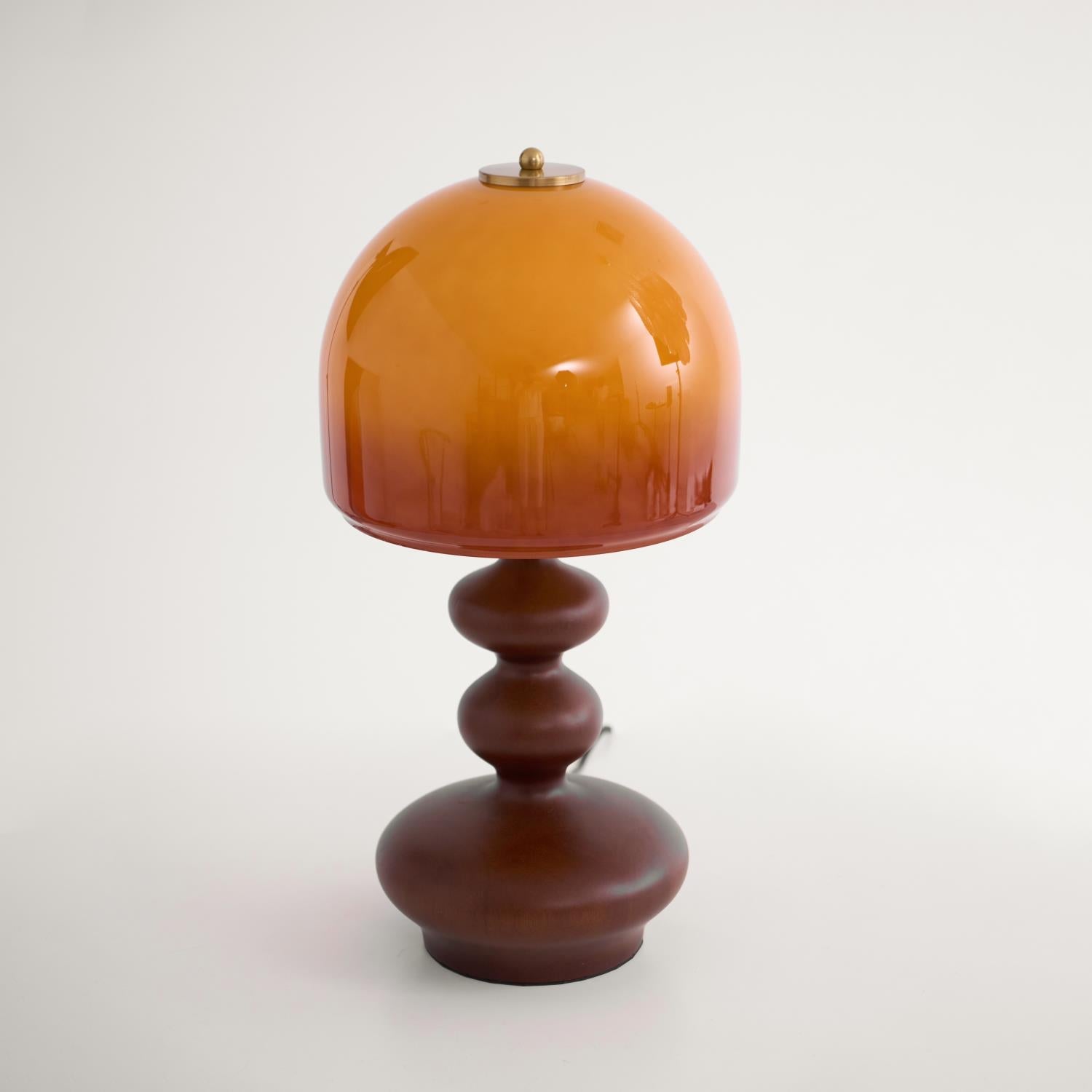 Table Lamp Wood 9.8 in Caramel Dome Indoor Lighting Modern Bedroom Living Room Decor | Thomler