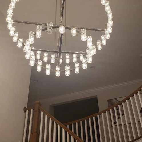 Two-Tier Crystal Chandelier 60 Inch Round Statement Lighting 108 Bulbs for Dining Room Living Room Bedroom Hotel Restaurant Grand Entryway | Thomler