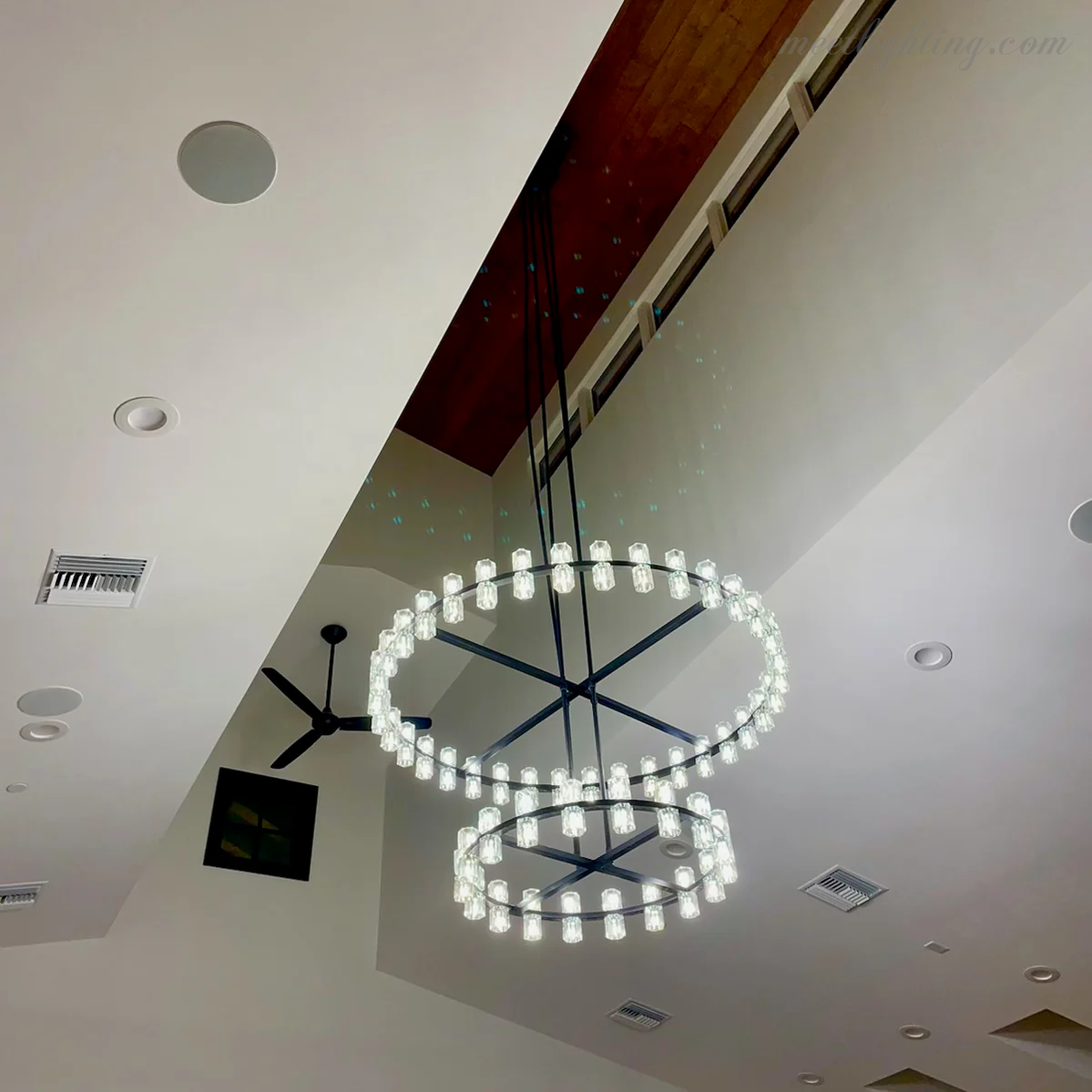 Two-Tier Crystal Chandelier 60 Inch Round Statement Lighting 108 Bulbs for Dining Room Living Room Bedroom Hotel Restaurant Grand Entryway | Thomler