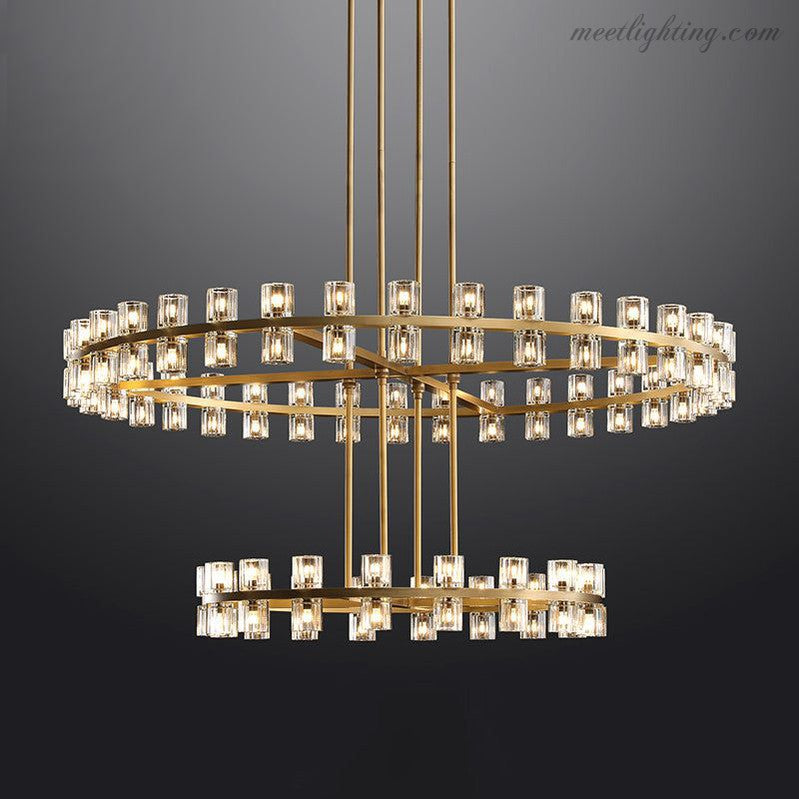 Two-Tier Crystal Chandelier 60 Inch Round Statement Lighting 108 Bulbs for Dining Room Living Room Bedroom Hotel Restaurant Grand Entryway | Thomler