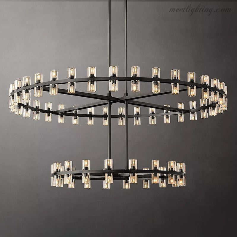Two-Tier Crystal Chandelier 60 Inch Round Statement Lighting 108 Bulbs for Dining Room Living Room Bedroom Hotel Restaurant Grand Entryway | Thomler