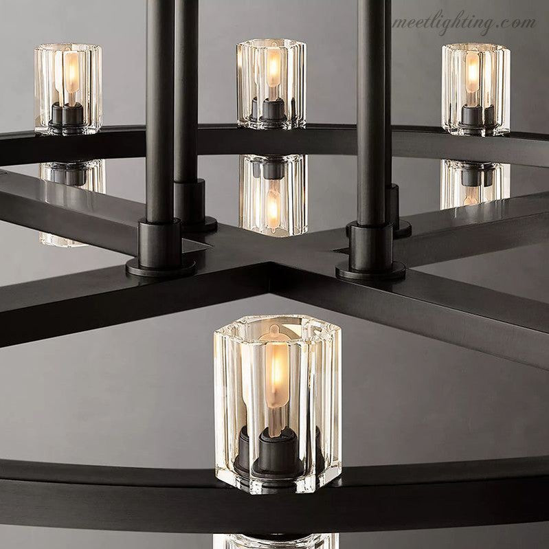Two-Tier Crystal Chandelier 60 Inch Round Statement Lighting 108 Bulbs for Dining Room Living Room Bedroom Hotel Restaurant Grand Entryway | Thomler