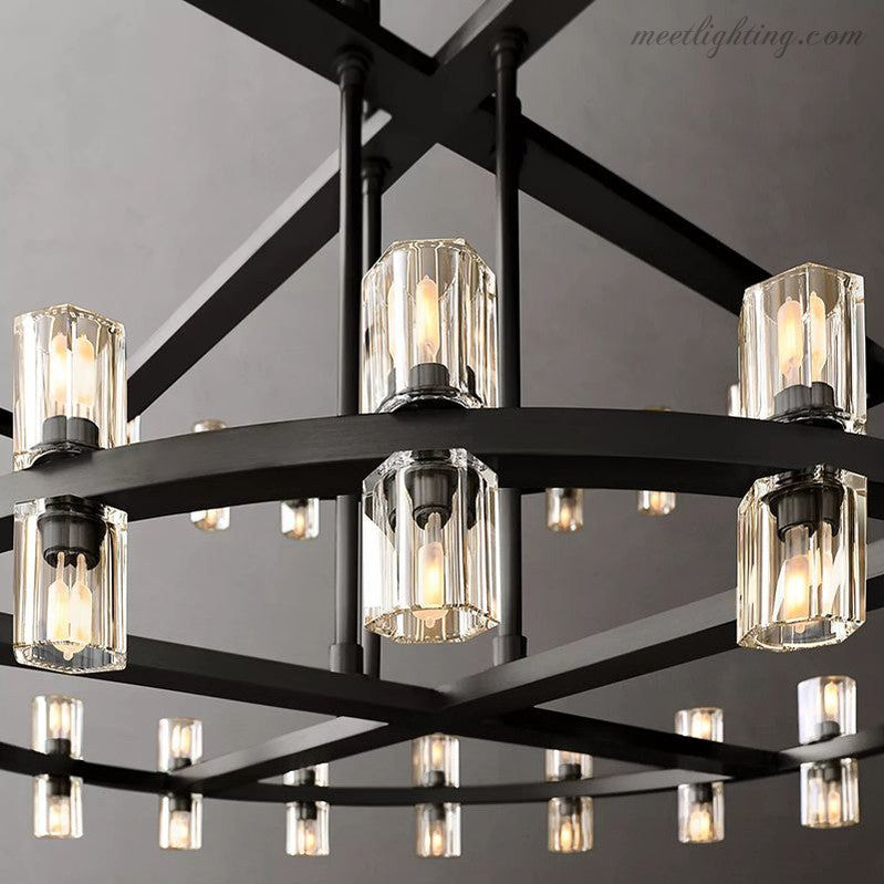 Two-Tier Crystal Chandelier 60 Inch Round Statement Lighting 108 Bulbs for Dining Room Living Room Bedroom Hotel Restaurant Grand Entryway | Thomler