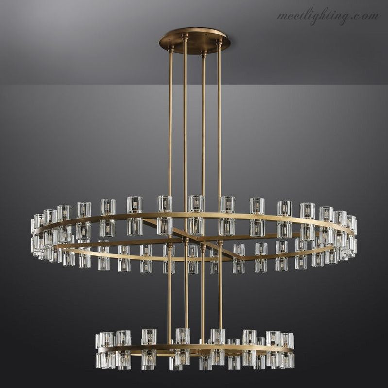 Two-Tier Crystal Chandelier 60 Inch Round Statement Lighting 108 Bulbs for Dining Room Living Room Bedroom Hotel Restaurant Grand Entryway | Thomler