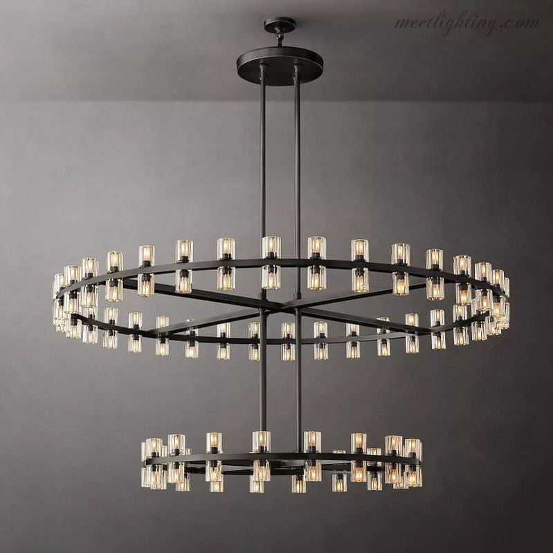 Two-Tier Crystal Chandelier 60 Inch Round Statement Lighting 108 Bulbs for Dining Room Living Room Bedroom Hotel Restaurant Grand Entryway | Thomler