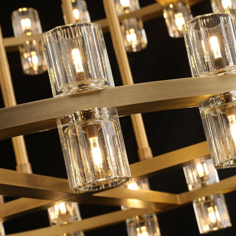 Two-Tier Crystal Chandelier 60 Inch Round Statement Lighting 108 Bulbs for Dining Room Living Room Bedroom Hotel Restaurant Grand Entryway | Thomler