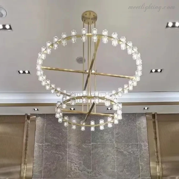 Two-Tier Crystal Chandelier 60 Inch Round Statement Lighting 108 Bulbs for Dining Room Living Room Bedroom Hotel Restaurant Grand Entryway | Thomler