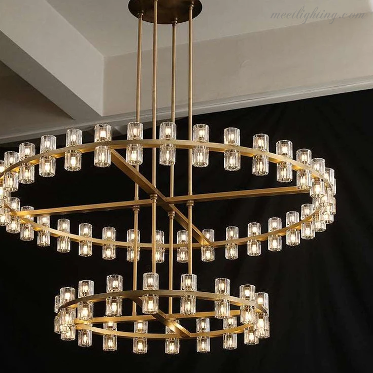 Two-Tier Crystal Chandelier 60 Inch Round Statement Lighting 108 Bulbs for Dining Room Living Room Bedroom Hotel Restaurant Grand Entryway | Thomler