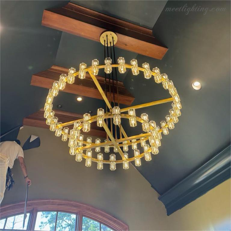 Two-Tier Crystal Chandelier 60 Inch Round Statement Lighting 108 Bulbs for Dining Room Living Room Bedroom Hotel Restaurant Grand Entryway | Thomler