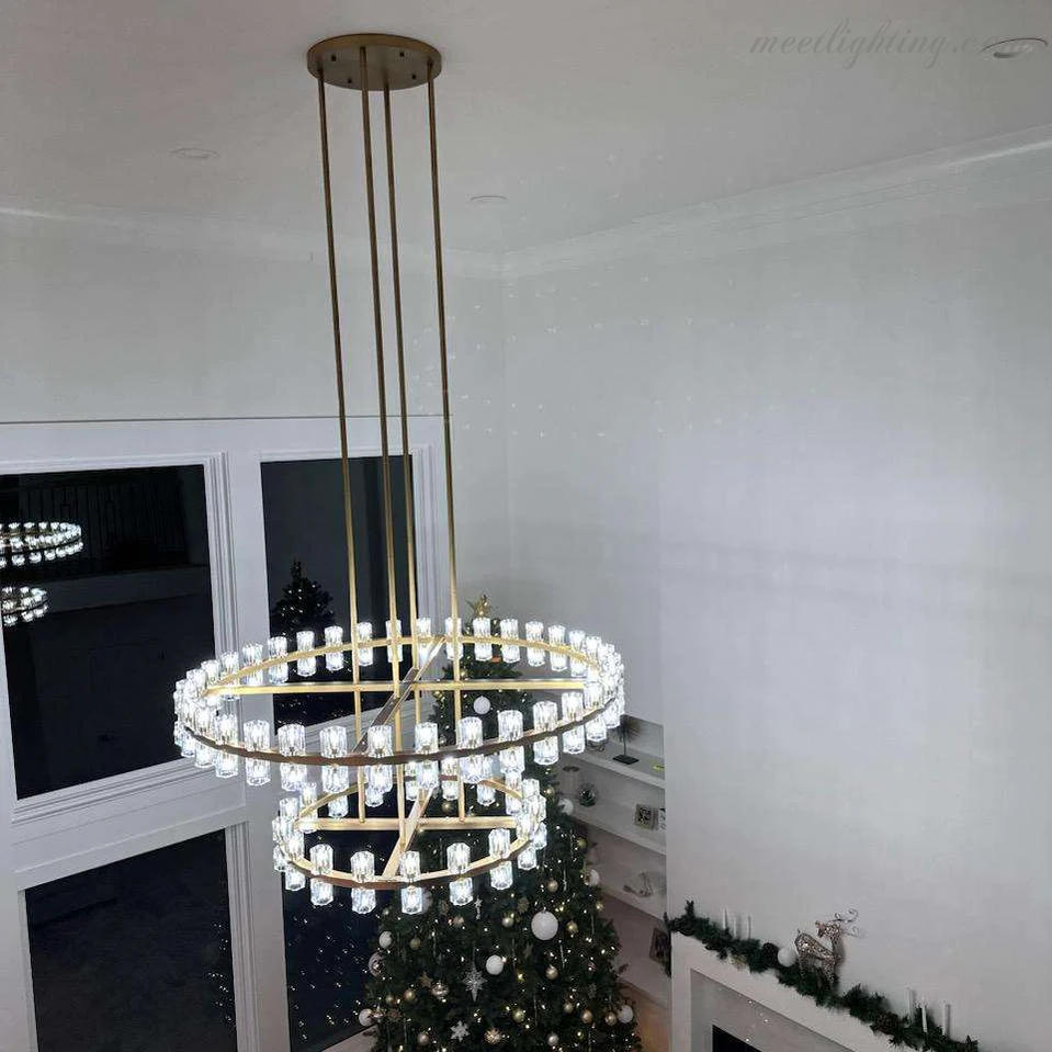 Two-Tier Crystal Chandelier 60 Inch Round Statement Lighting 108 Bulbs for Dining Room Living Room Bedroom Hotel Restaurant Grand Entryway | Thomler