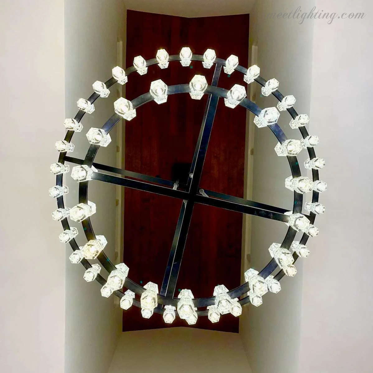 Two-Tier Crystal Chandelier 60 Inch Round Statement Lighting 108 Bulbs for Dining Room Living Room Bedroom Hotel Restaurant Grand Entryway | Thomler