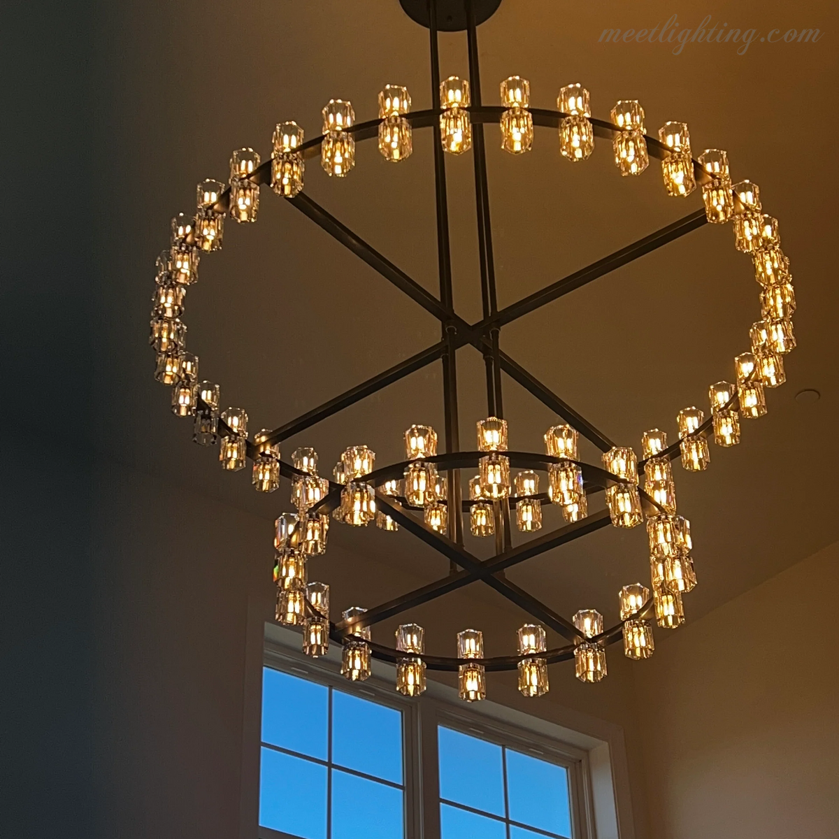 Two-Tier Crystal Chandelier 60 Inch Round Statement Lighting 108 Bulbs for Dining Room Living Room Bedroom Hotel Restaurant Grand Entryway | Thomler