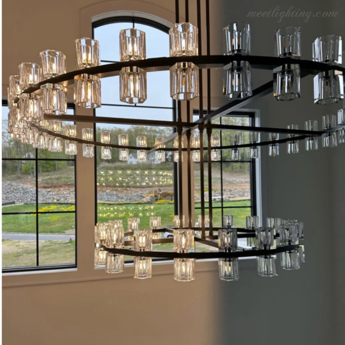 Two-Tier Crystal Chandelier 60 Inch Round Statement Lighting 108 Bulbs for Dining Room Living Room Bedroom Hotel Restaurant Grand Entryway | Thomler