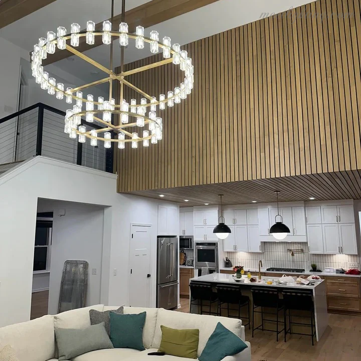 Two-Tier Crystal Chandelier 60 Inch Round Statement Lighting 108 Bulbs for Dining Room Living Room Bedroom Hotel Restaurant Grand Entryway | Thomler