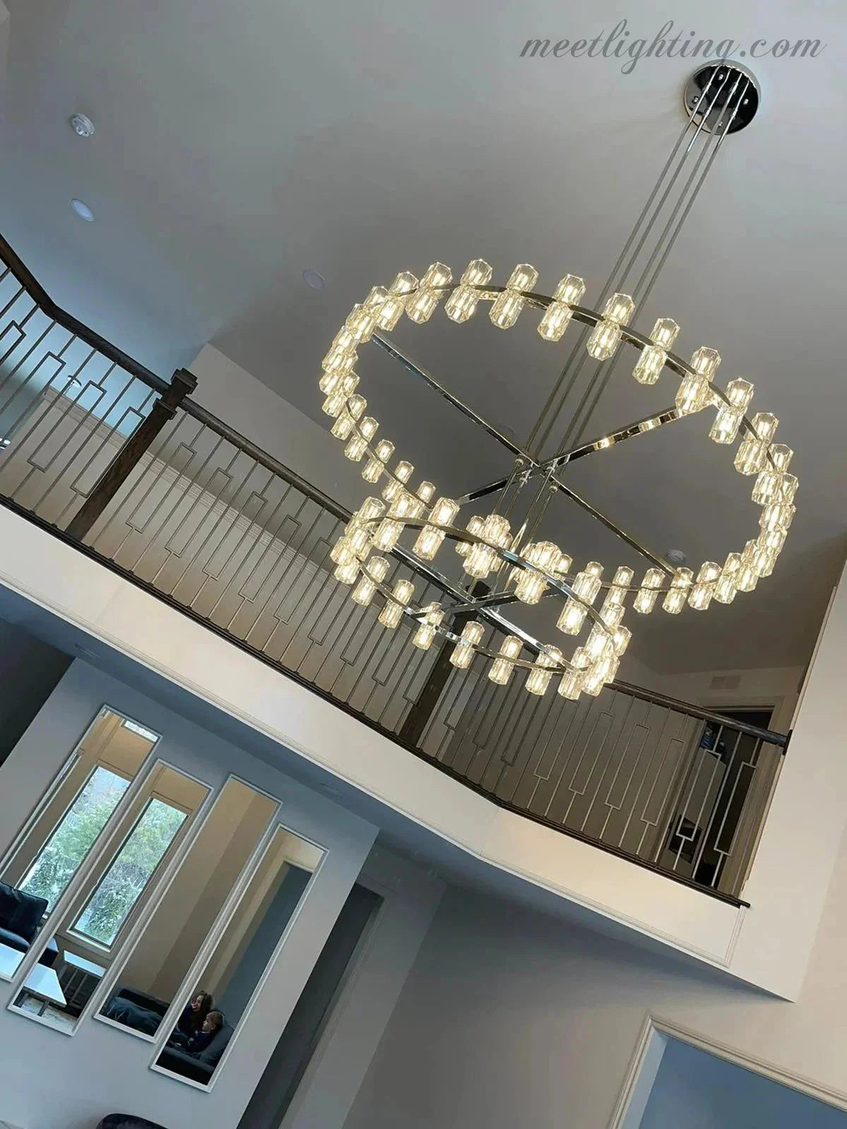 Two-Tier Crystal Chandelier 60 Inch Round Statement Lighting 108 Bulbs for Dining Room Living Room Bedroom Hotel Restaurant Grand Entryway | Thomler