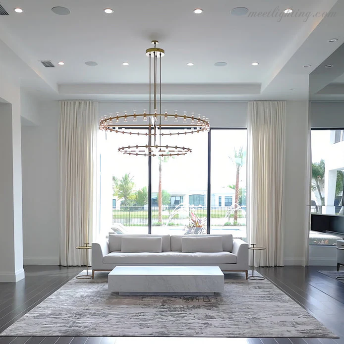 Two-Tier Crystal Chandelier 60 Inch Round Statement Lighting 108 Bulbs for Dining Room Living Room Bedroom Hotel Restaurant Grand Entryway | Thomler