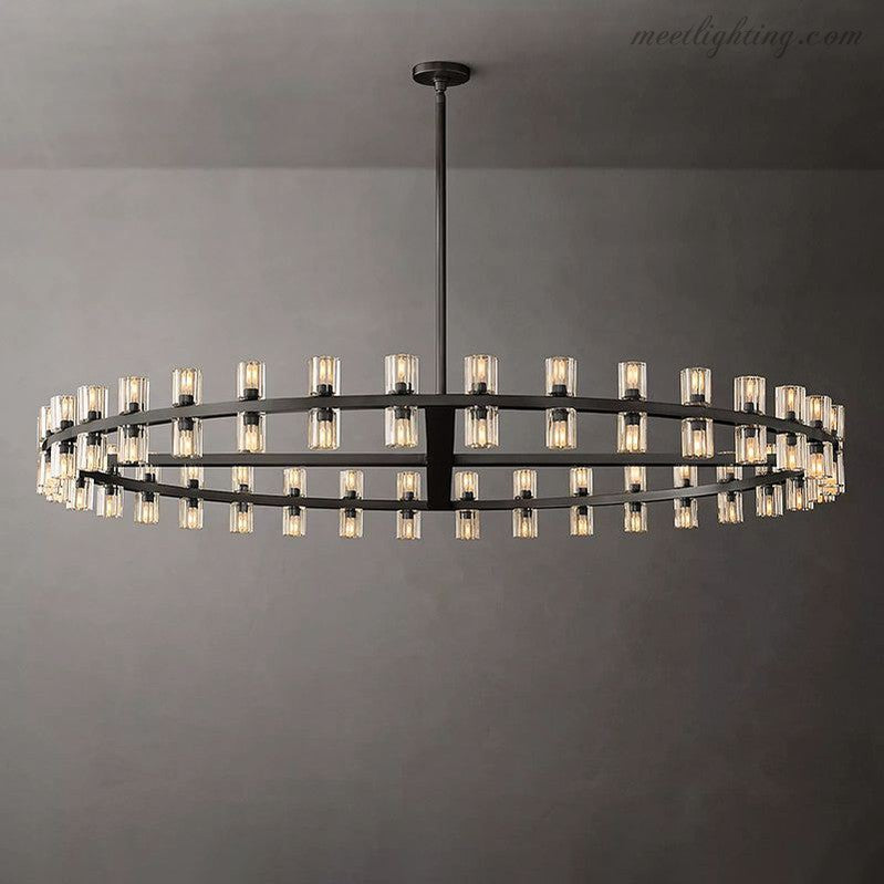 60-Inch Round Crystal Chandelier 72-Light Brass Fixture for Dining Room Living Room Hotel | Thomler