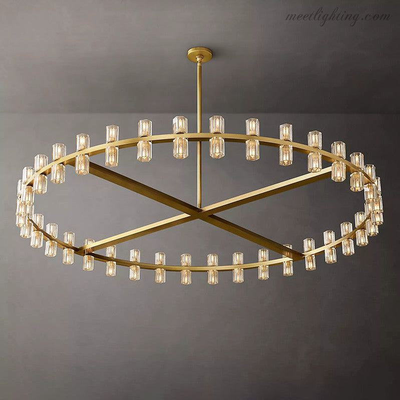 60-Inch Round Crystal Chandelier 72-Light Brass Fixture for Dining Room Living Room Hotel | Thomler