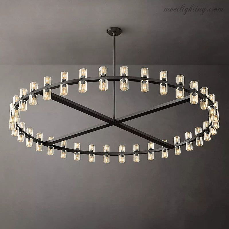 60-Inch Round Crystal Chandelier 72-Light Brass Fixture for Dining Room Living Room Hotel | Thomler