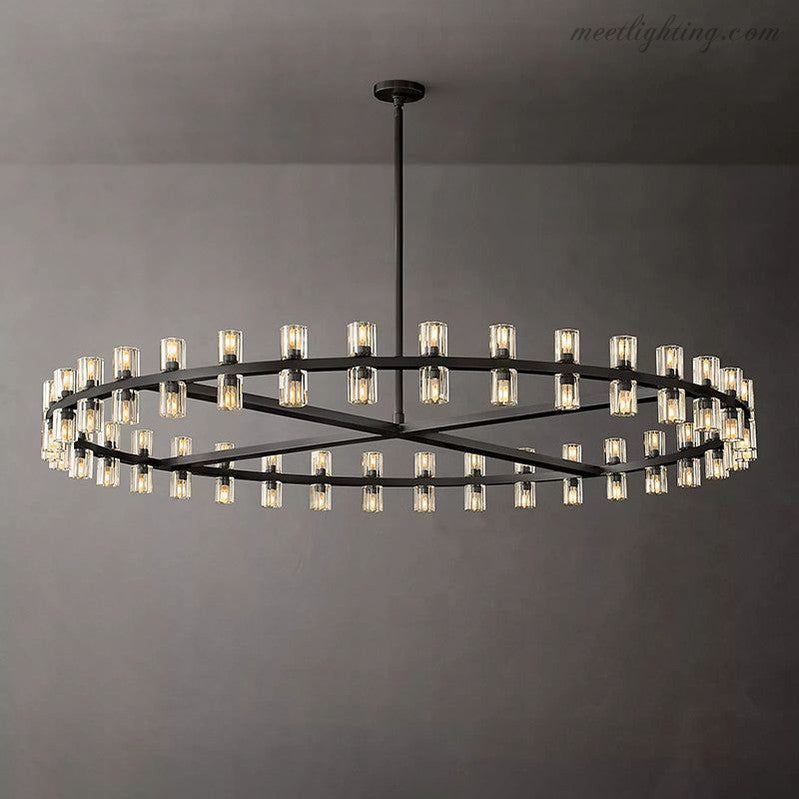 60-Inch Round Crystal Chandelier 72-Light Brass Fixture for Dining Room Living Room Hotel | Thomler