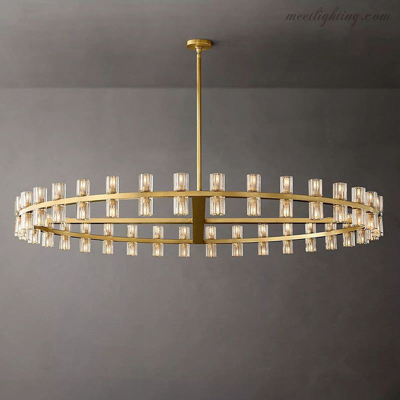 60-Inch Round Crystal Chandelier 72-Light Brass Fixture for Dining Room Living Room Hotel | Thomler