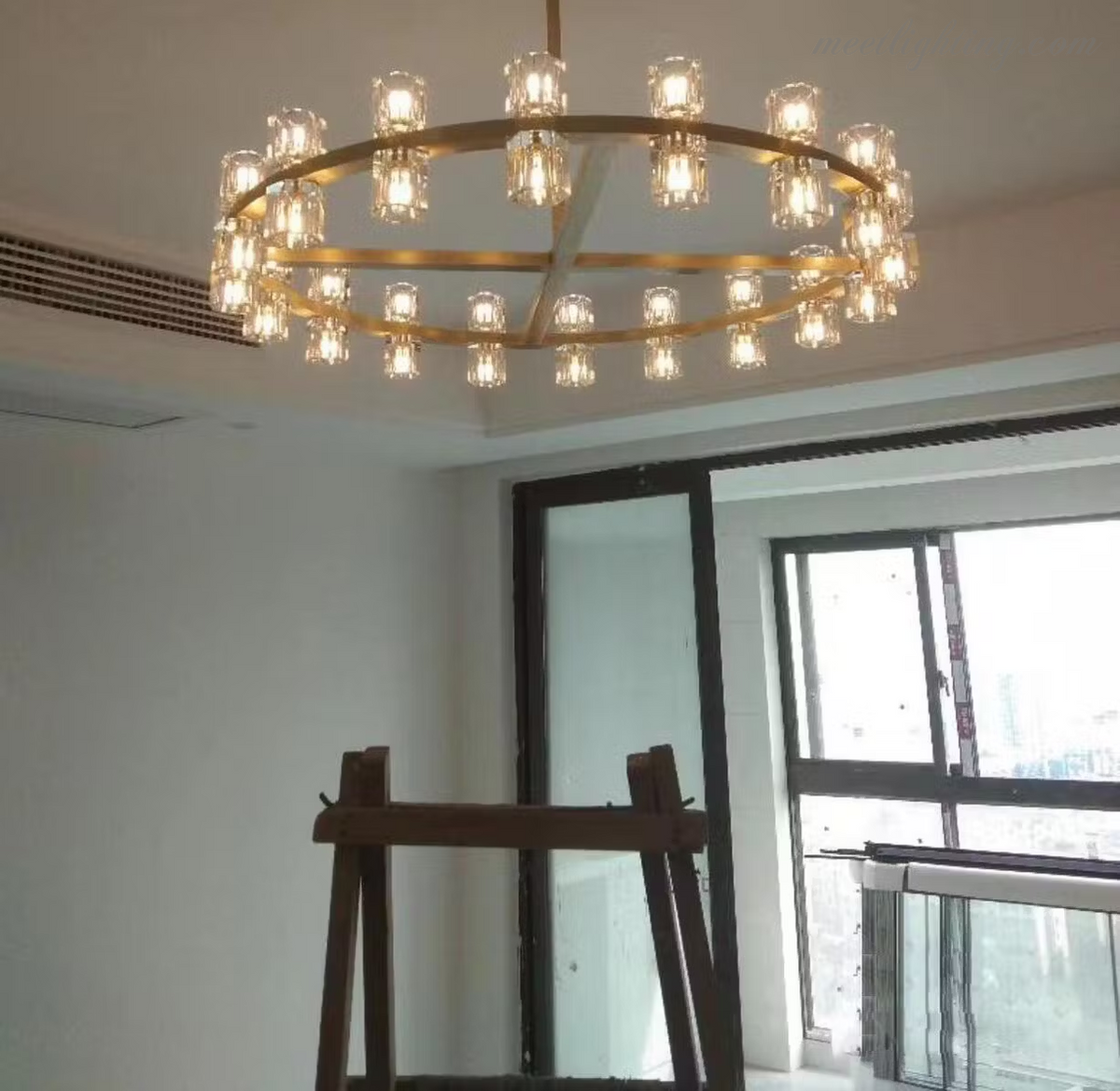 60-Inch Round Crystal Chandelier 72-Light Brass Fixture for Dining Room Living Room Hotel | Thomler