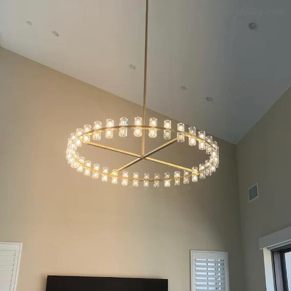60-Inch Round Crystal Chandelier 72-Light Brass Fixture for Dining Room Living Room Hotel | Thomler