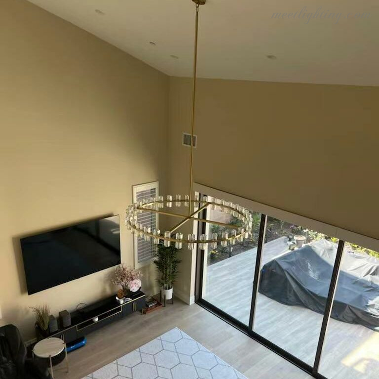 60-Inch Round Crystal Chandelier 72-Light Brass Fixture for Dining Room Living Room Hotel | Thomler