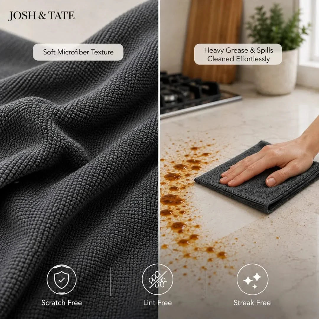 Washable Microfiber Towel Sheets for Kitchens and Homes – 50-Count Tear-Off Roll, 10×10 Inch Cleaning Cloths – Multi-Purpose Absorbent | Thomler