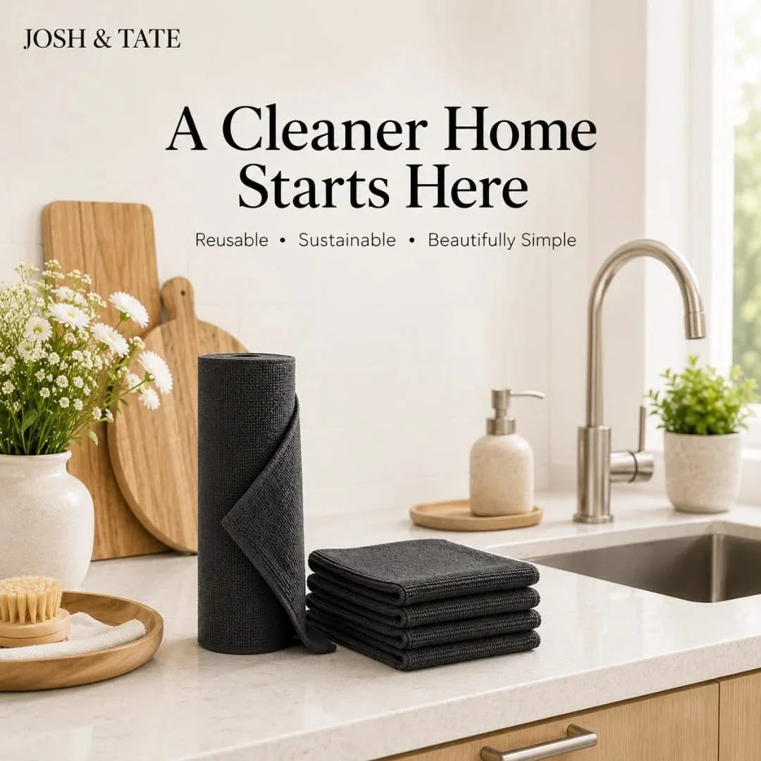 Washable Microfiber Towel Sheets for Kitchens and Homes – 50-Count Tear-Off Roll, 10×10 Inch Cleaning Cloths – Multi-Purpose Absorbent | Thomler