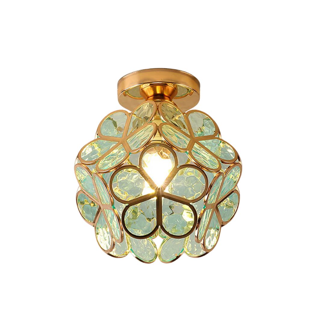 Floral Ceiling Light with Acrylic Petals and Gold Accents for Bedroom, Hallway, Living Room | Thomler