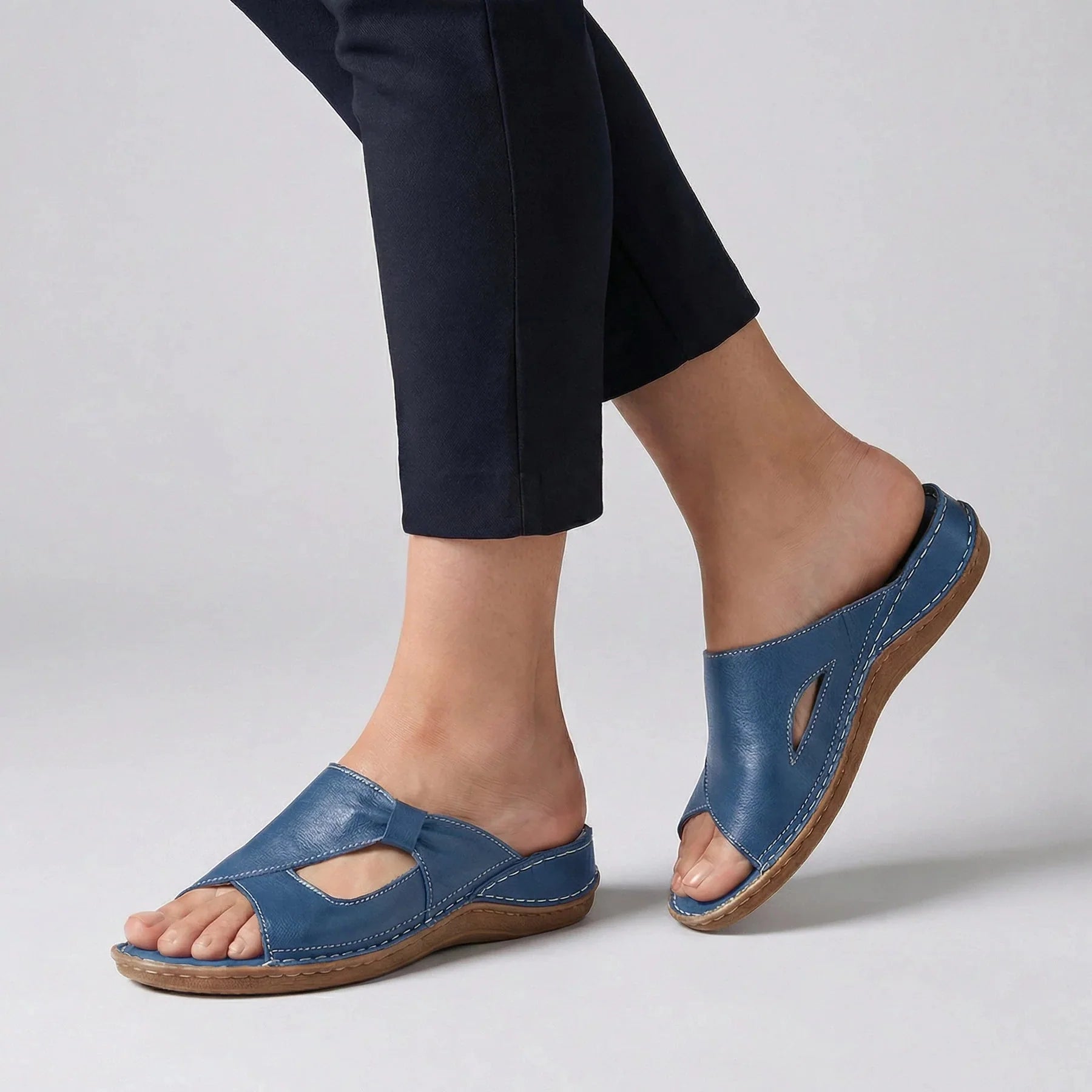 Orthopädische Leder-Sandalen — Echtes Leder, Fußgewölbestütze, Größen 35–43