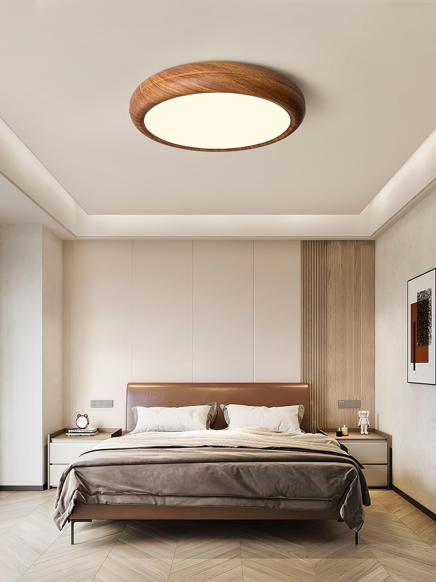 Ceiling Light Wood Grain LED 19.7 in Flush Mount Living Room Bedroom Modern Round Acrylic Lamp | Thomler