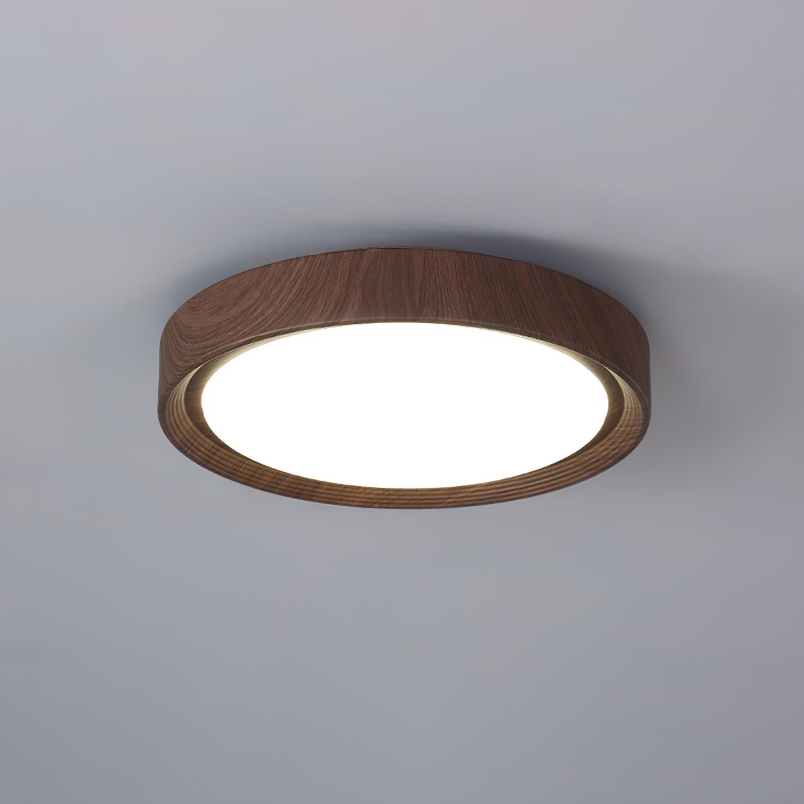 Ceiling Light Wood Grain LED 19.7 in Flush Mount Living Room Bedroom Modern Round Acrylic Lamp | Thomler