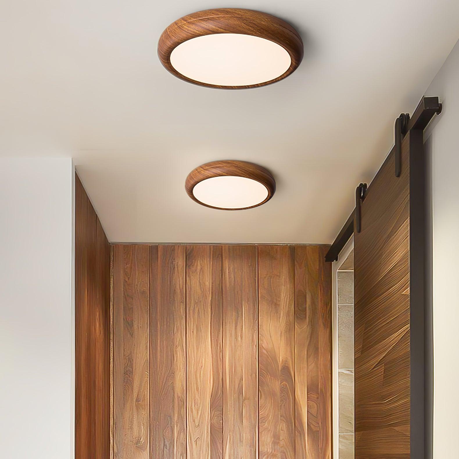 Ceiling Light Wood Grain LED 19.7 in Flush Mount Living Room Bedroom Modern Round Acrylic Lamp | Thomler