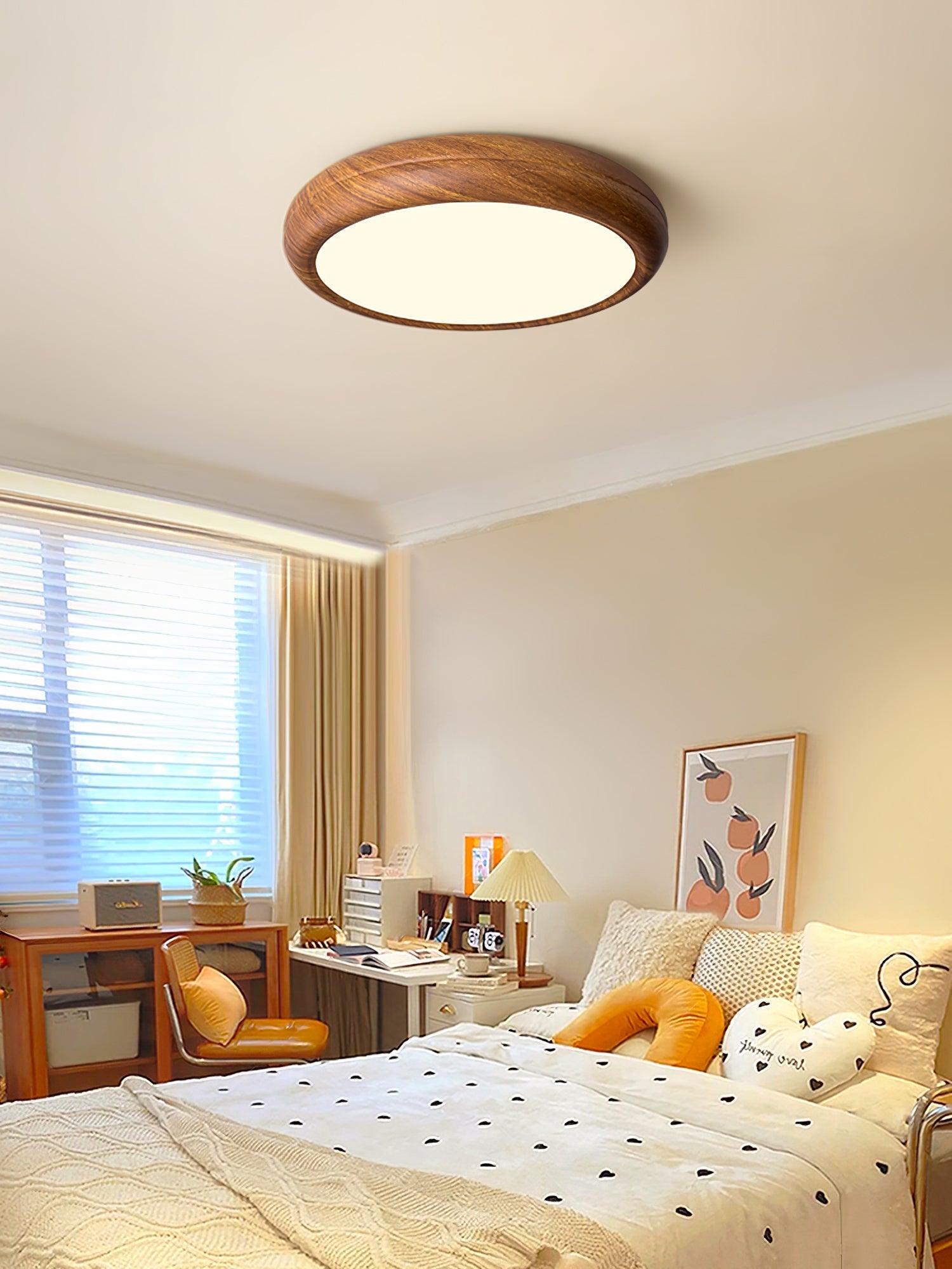 Ceiling Light Wood Grain LED 19.7 in Flush Mount Living Room Bedroom Modern Round Acrylic Lamp | Thomler