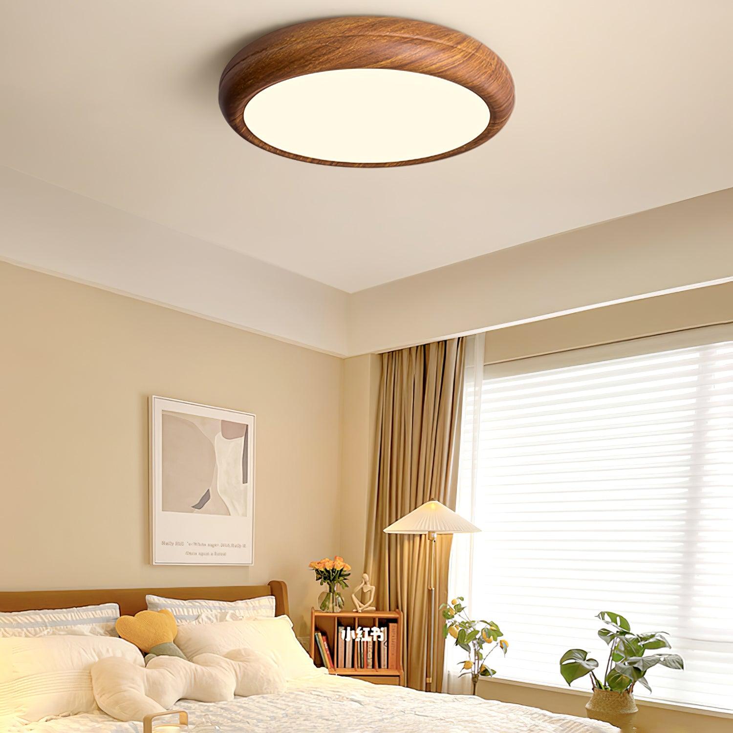 Ceiling Light Wood Grain LED 19.7 in Flush Mount Living Room Bedroom Modern Round Acrylic Lamp | Thomler