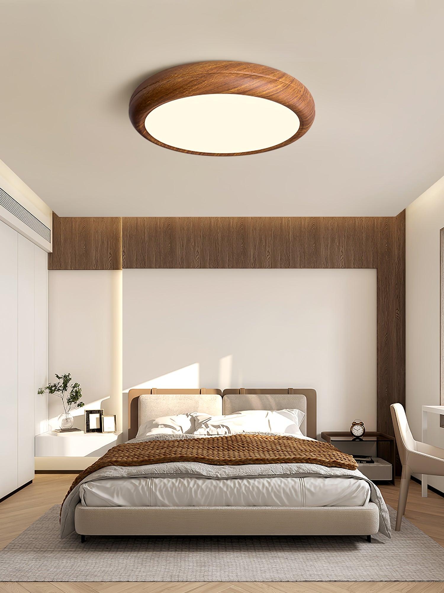 Ceiling Light Wood Grain LED 19.7 in Flush Mount Living Room Bedroom Modern Round Acrylic Lamp | Thomler