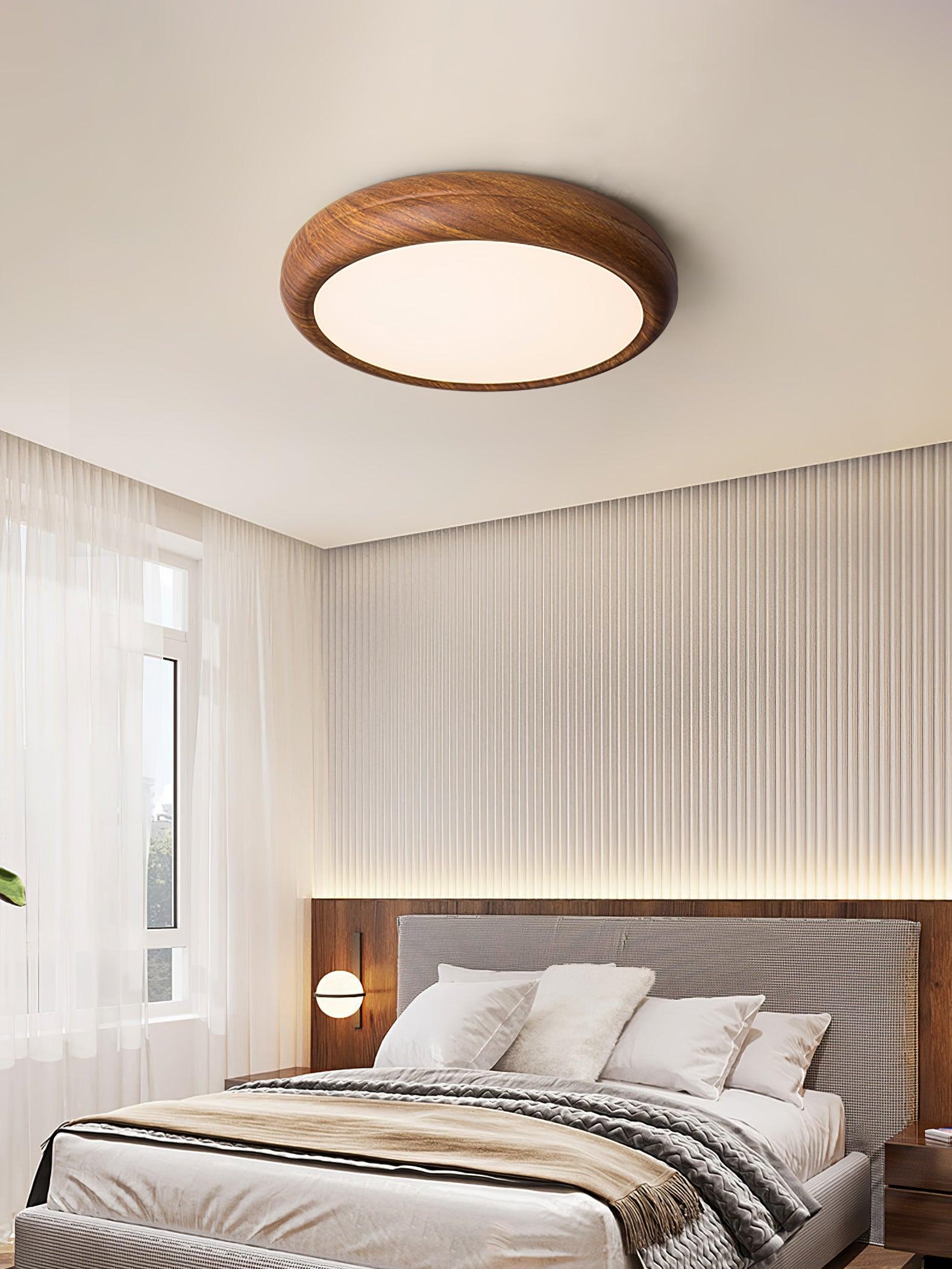 Ceiling Light Wood Grain LED 19.7 in Flush Mount Living Room Bedroom Modern Round Acrylic Lamp | Thomler