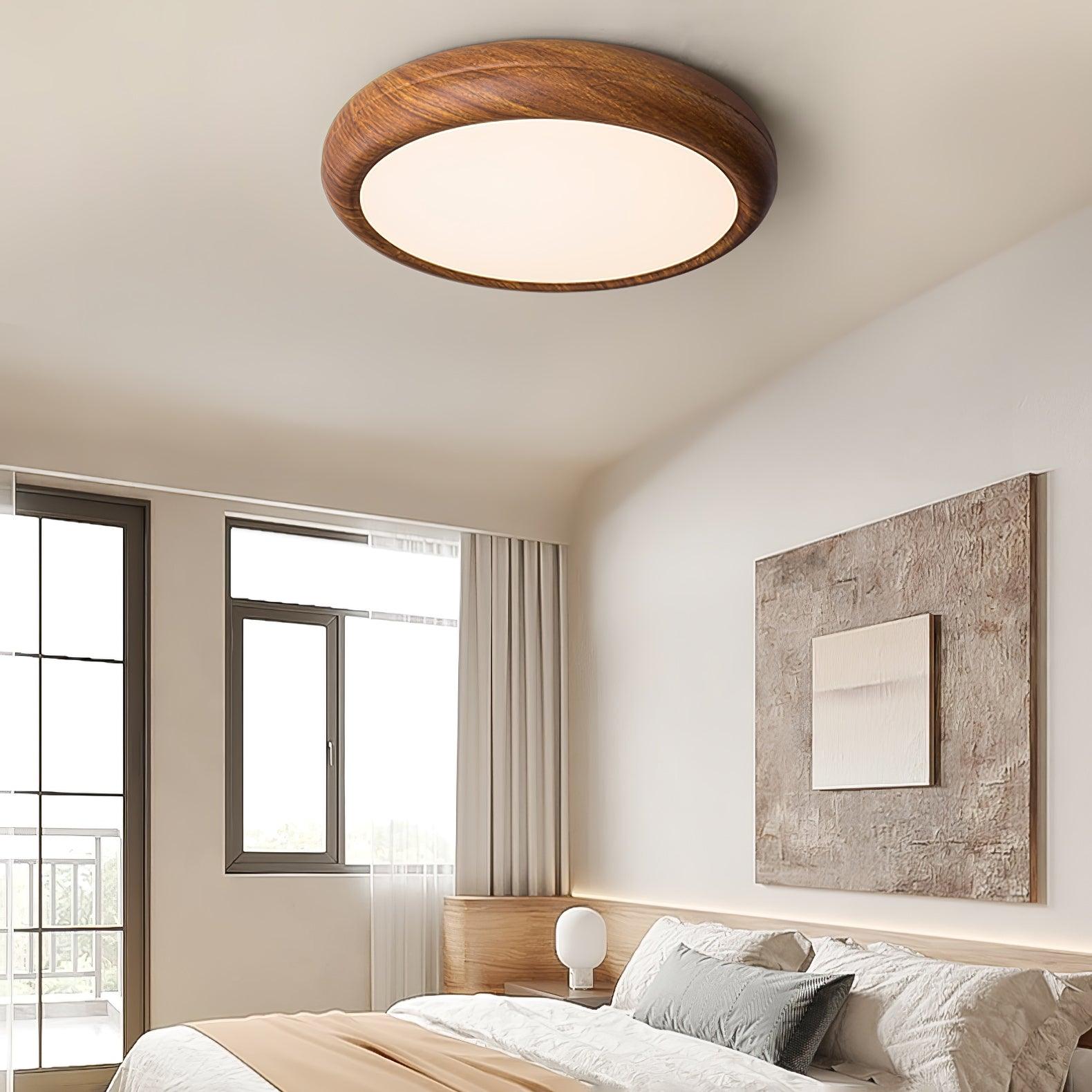 Ceiling Light Wood Grain LED 19.7 in Flush Mount Living Room Bedroom Modern Round Acrylic Lamp | Thomler