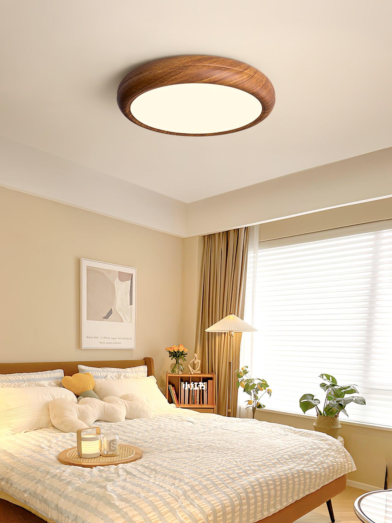 Ceiling Light Wood Grain LED 19.7 in Flush Mount Living Room Bedroom Modern Round Acrylic Lamp | Thomler