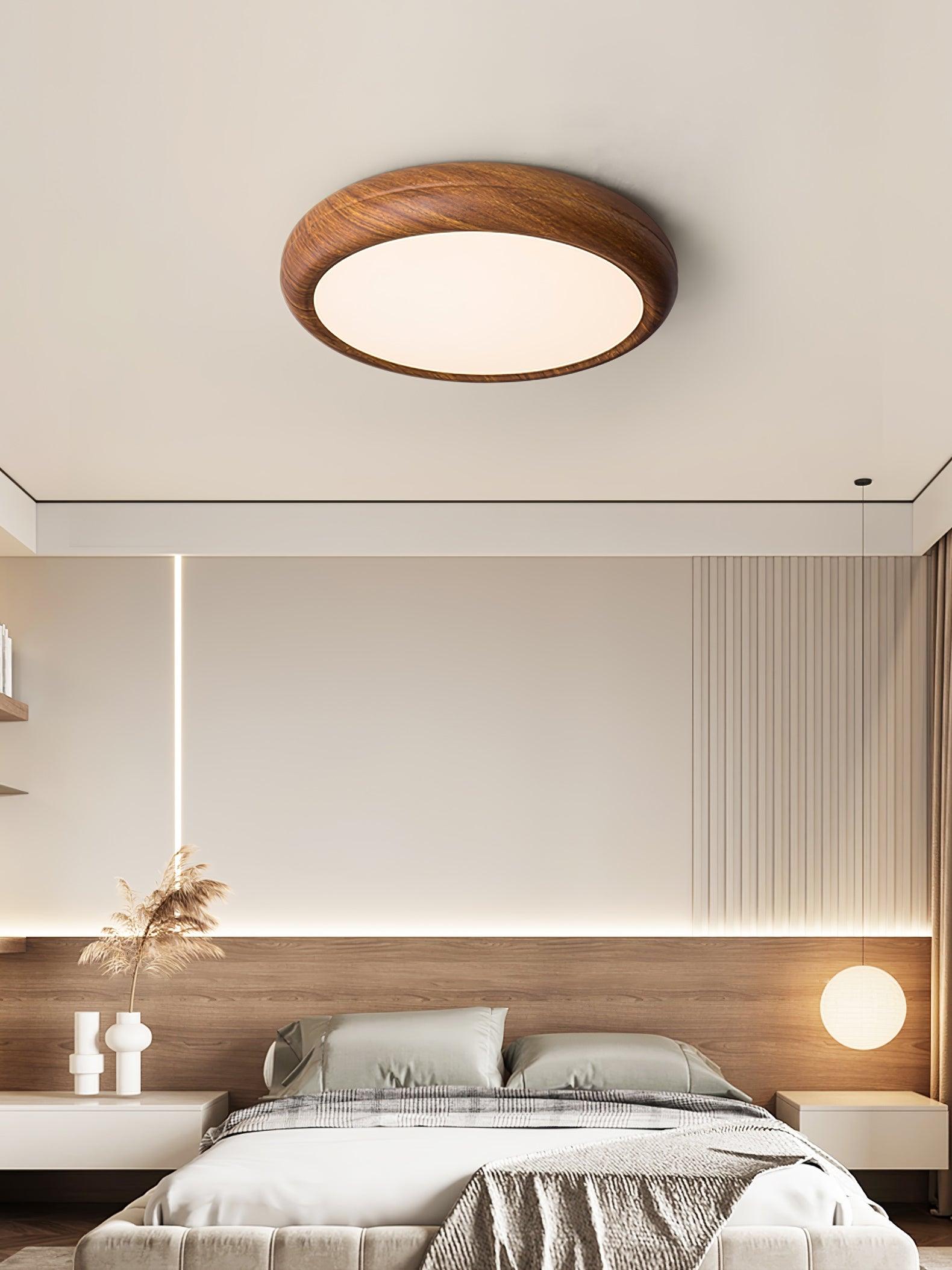 Ceiling Light Wood Grain LED 19.7 in Flush Mount Living Room Bedroom Modern Round Acrylic Lamp | Thomler